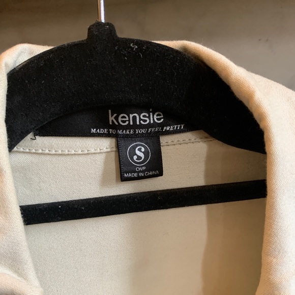 Kensie grey denim jacket handmade + real leather S - Picture 3 of 8